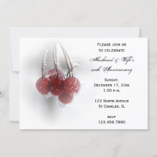 Rote Beeren Winter Hochzeit Jubiläumsfeier Einladung