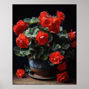 Rote Begonia-Blume Art Print Poster