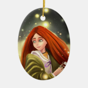 rote behaarte Mädchen Verzierung Keramik Ornament