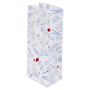 Rote Beret Wine Oui Oui Bonjour lachend gift Wine Geschenktüte Für Weinflaschen