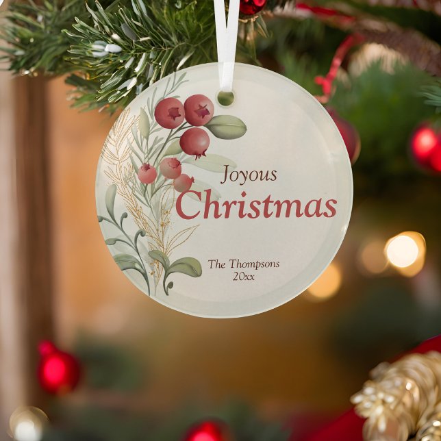 Rote Berries Grüne Weinroute Mendrisiotto Ornament Aus Glas (Von Creator hochgeladen)