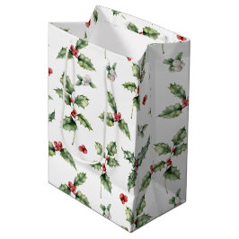 Rote Berries, Mistletoe und Holly-Blätter Mittlere Geschenktüte