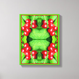 Rote Berries mit Abstrakter Raindrops Leinwanddruck