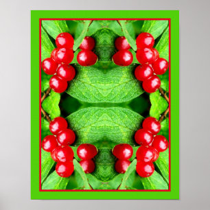 Rote Berries mit Raindrops Mirror Abstrakte Natur Poster