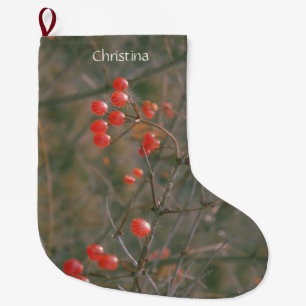 Rote Berries Outdoor Nature Foto Personalisiert Großer Weihnachtsstrumpf
