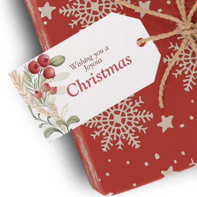 Rote Berries und Grüne Elegante Weihnachten Geschenkanhänger (Von Creator hochgeladen)