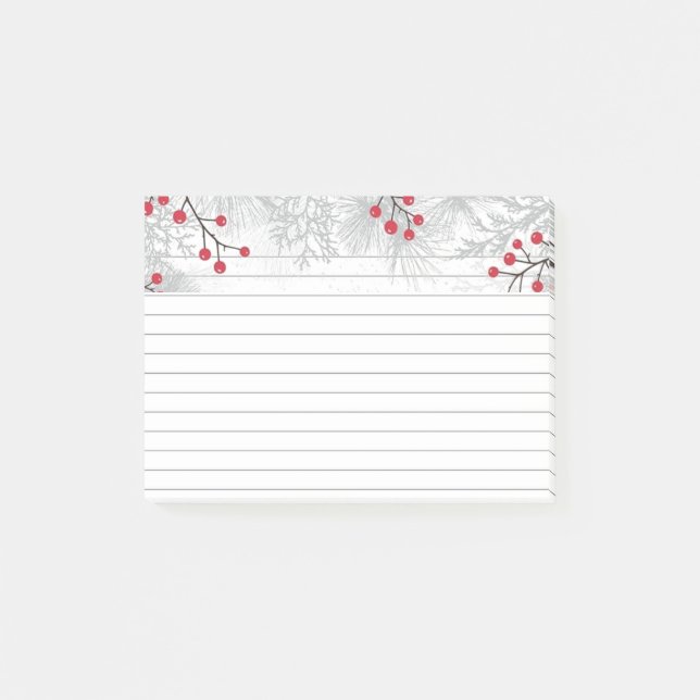Rote Berries und Silbertanne Post-It® Notes, 4" x  Post-it Klebezettel (Vorderseite)