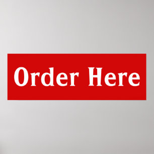 Rote Bestell hier Tafel Wandbild Poster Druck