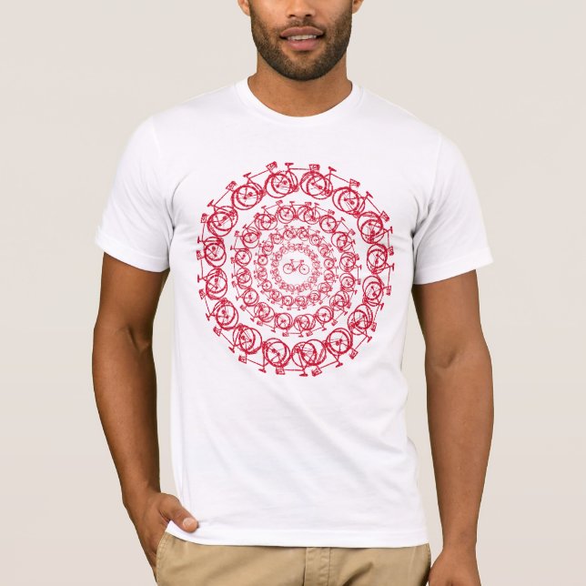 Rote Bikes Mandala T-Shirt (Vorderseite)