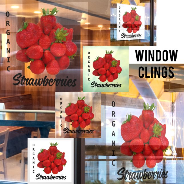 Rote Bio Erdbeeren Fotografisch Fensteraufkleber (Von Creator hochgeladen)