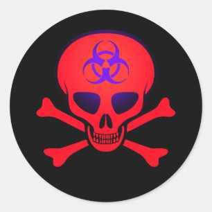 Rote Biogefährdung Skull und Crossbones Sticker