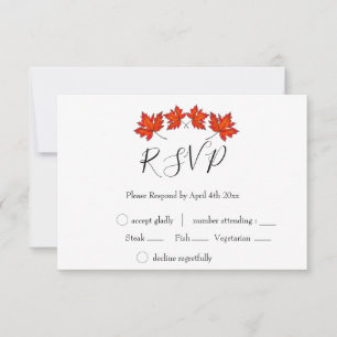 Rote Blätter, Ahorn-Blätter, Herbstfarben RSVP Karte