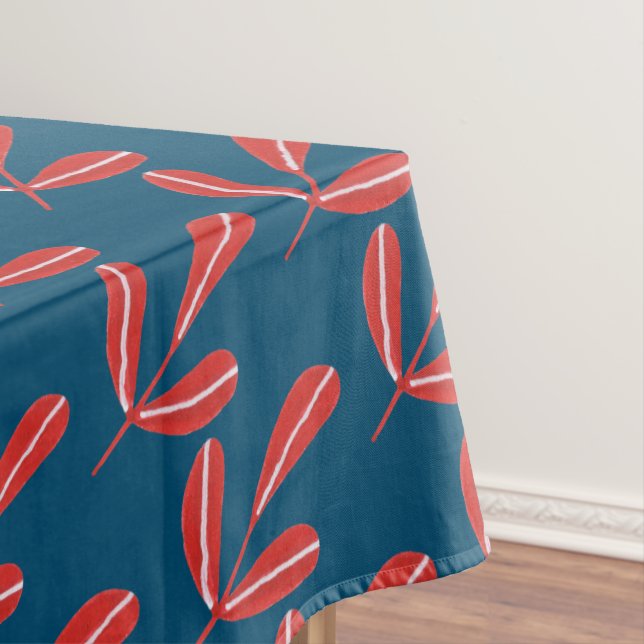 Rote Blätter auf blau Tischdecke (Beispiel)