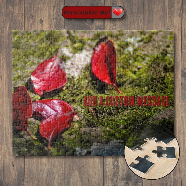 Rote Blätter auf einem Felsen Puzzle (Red Leaves on a Rock Jigsaw Puzzle)