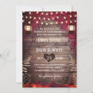 Rote Blätter Herbst Hochzeit im Herbst rustikale L Einladung