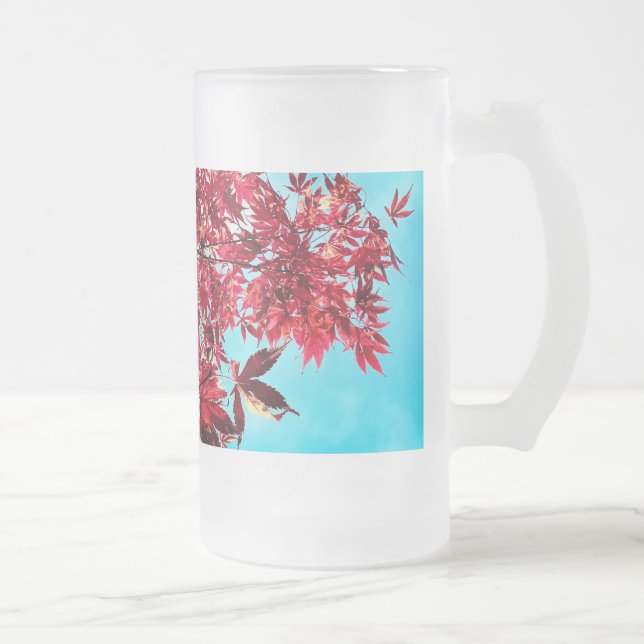 Rote Blätter Mattglas Bierglas (Rechts)