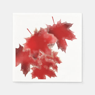 Rote Blätter mit Schnee Papier Servietten