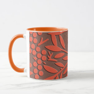 Rote Blätter und Beeren - japanisches Muster Tasse