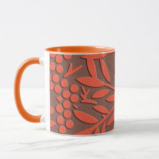 Rote Blätter und Beeren - japanisches Muster Tasse