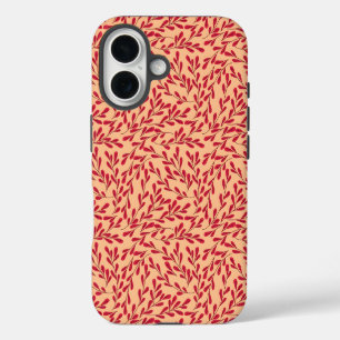 Rote Blattzweige Nahtloses Muster iPhone 16 Hülle