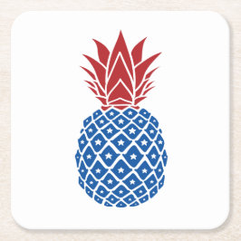 Rote Blaue Ananas Rechteckiger Pappuntersetzer