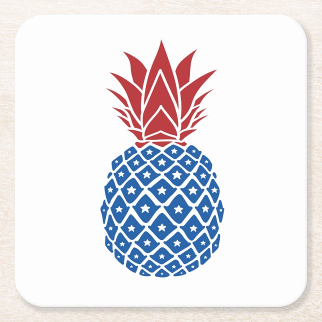 Rote Blaue Ananas Rechteckiger Pappuntersetzer (Vorderseite)