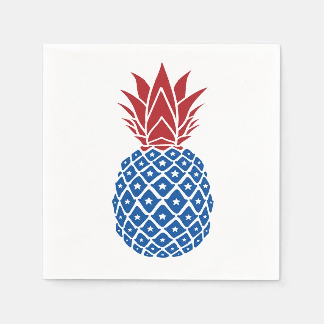 Rote Blaue Ananas Serviette (Vorderseite)