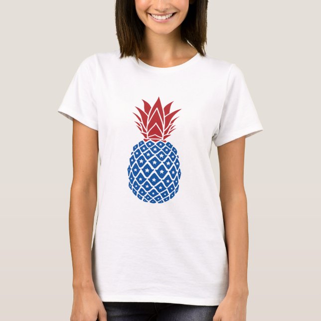 Rote Blaue Ananas T-Shirt (Vorderseite)