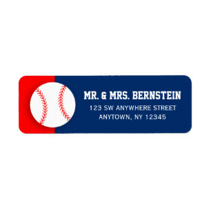 Rote blaue Baseball-Rücksendeadresse