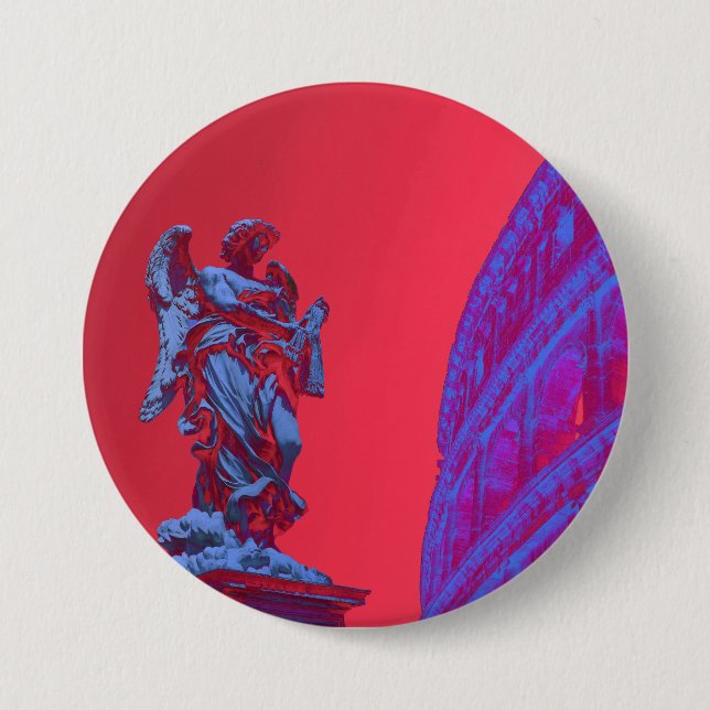 Rote, blaue digitale Kunst des Kolosseums und Stat Button (Vorderseite)