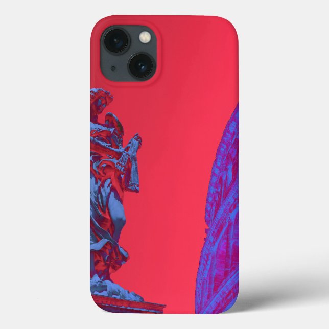 Rote, blaue digitale Kunst des Kolosseums und Stat Case-Mate iPhone Hülle (Rückseite)