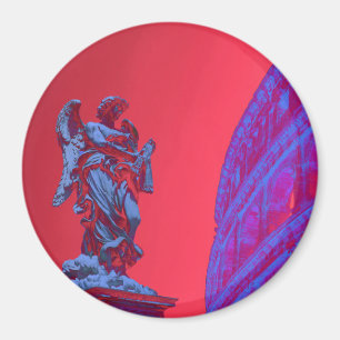 Rote, blaue digitale Kunst des Kolosseums und Stat Magnet