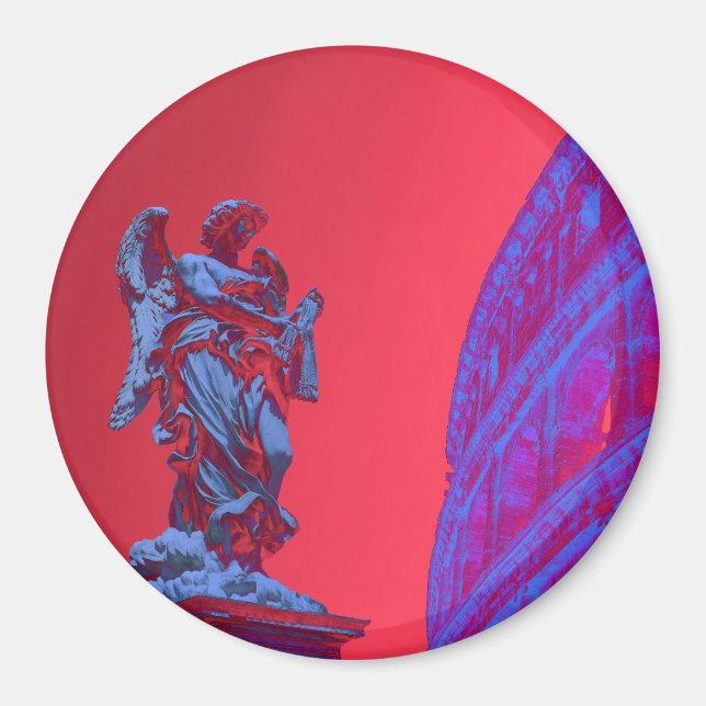 Rote, blaue digitale Kunst des Kolosseums und Stat Magnet (Vorne)
