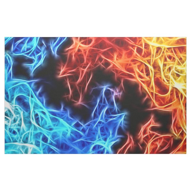 Rote blaue Flammen des Gut und Bösesmustergewebes Stoff (Yard (91,4 cm))