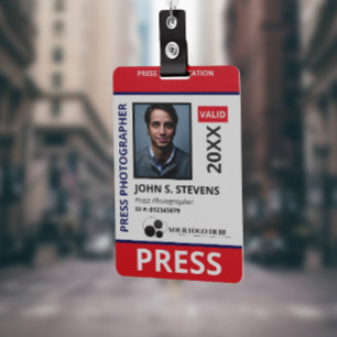 Rote Blaue Foto- und Logopresse-ID Ausweis