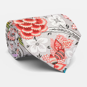 ROTE BLAUE GELBE WILLOW BLUME TULIPS, BLÄTTER BLÜG KRAWATTE