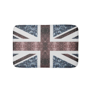 Rote blaue Glitzern unter der Flagge Rustikales UK Badematte