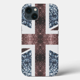 Rote blaue Glitzern unter der Flagge Rustikales UK Case-Mate iPhone Hülle