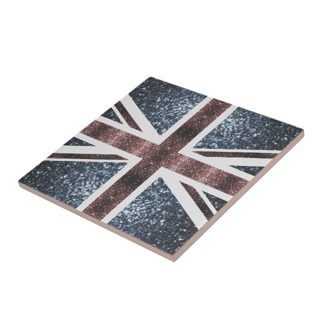 Rote blaue Glitzern unter der Flagge Rustikales UK Fliese (Seite)