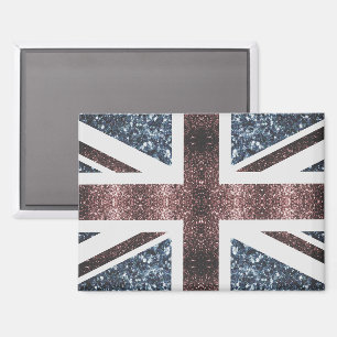 Rote blaue Glitzern unter der Flagge Rustikales UK Magnet