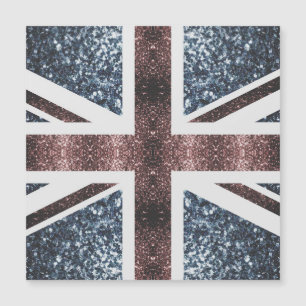 Rote blaue Glitzern unter der Flagge Rustikales UK Magnetkarte