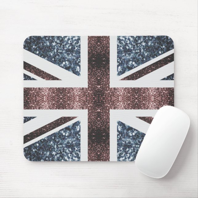 Rote blaue Glitzern unter der Flagge Rustikales UK Mousepad (Mit Mouse)