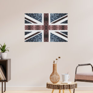 Rote blaue Glitzern unter der Flagge Rustikales UK Poster