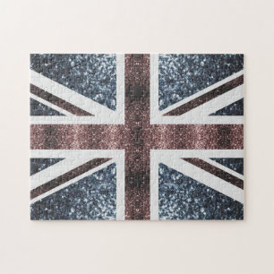 Rote blaue Glitzern unter der Flagge Rustikales UK Puzzle