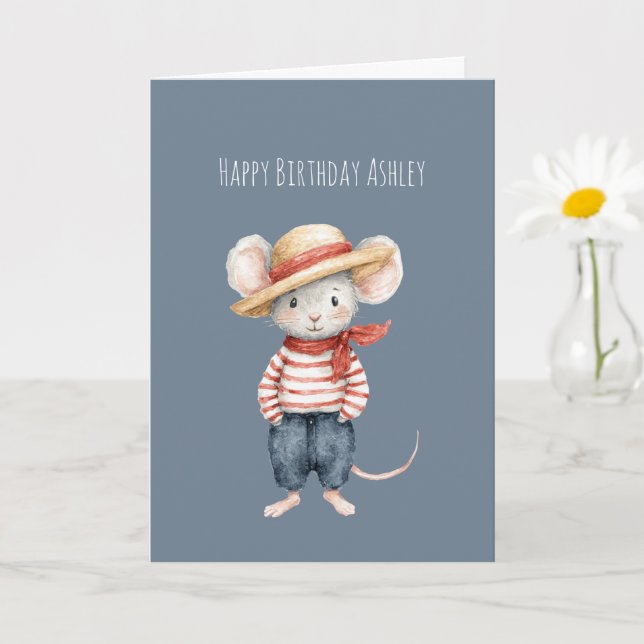 Rote Blaue Jeans Maus Geburtstag Karte (Kleine Pflanze)
