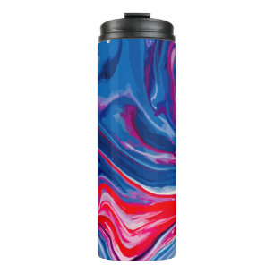 Rote blaue Marmortextur Thermosbecher