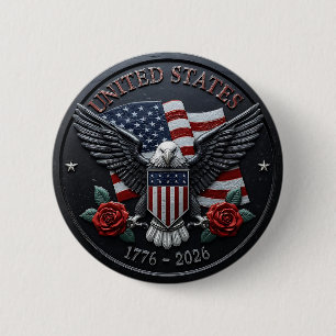 Rote & Blaue Metallische Textur USA Semiquincenten Button