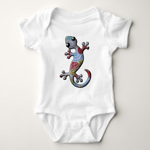 Rote blaue Paisly kletternde Gecko-Eidechse Baby Strampler