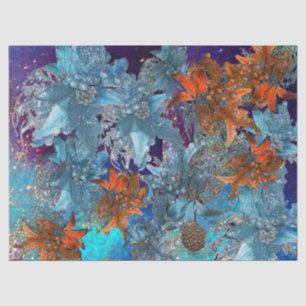 ROTE BLAUE POINSETTIAS, CHRISTMAS STARTEN IN GLITZ SEIDENPAPIER