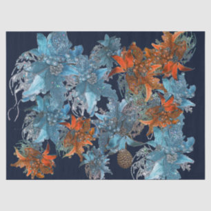 ROTE BLAUE POINSETTIAS, CHRISTMAS STARTEN IN GLITZ SEIDENPAPIER